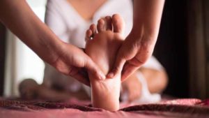 Woman getting a foot massage