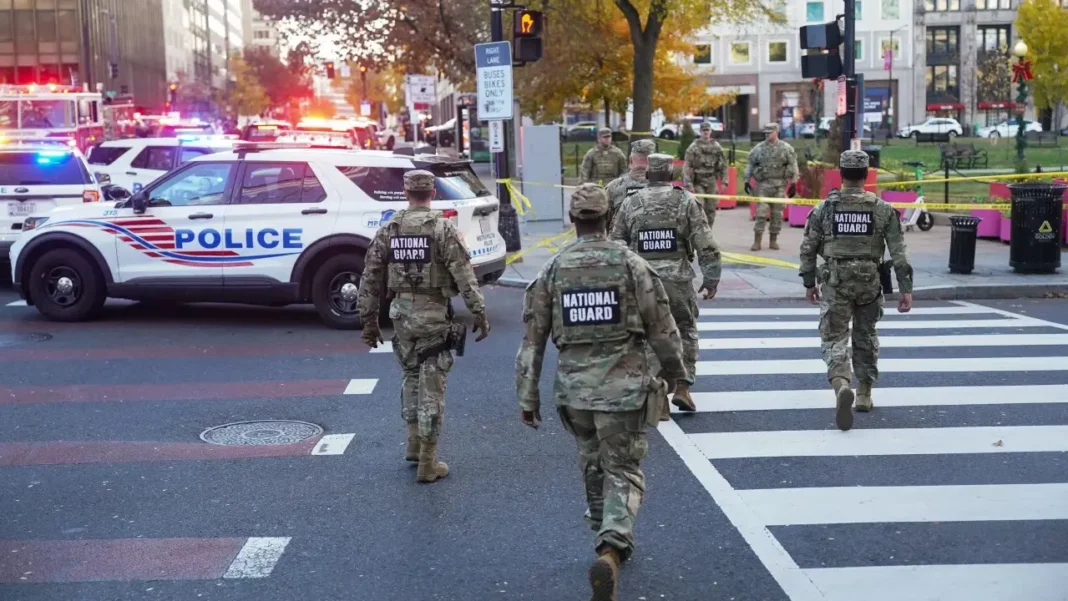 Two National Guardsmen Shot in Targeted Washington D.C. Attack | Manhunt Underway Police secure the scene after two National Guardsmen were shot in a targeted attack near Washington D.C.’s Navy Yard.