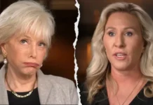 Marjorie Taylor Greene Confronts ‘Accusatory’ 60 Minutes Host in Fiery Interview A split image shows two women facing each other. The woman on the left has short white hair and a skeptical expression. The woman on the right has long blonde hair and speaks earnestly.