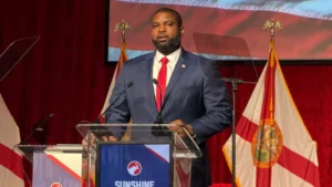 Byron Donalds addresses Republicans during the Florida GOP Sunshine State Showdown in Hollywood.