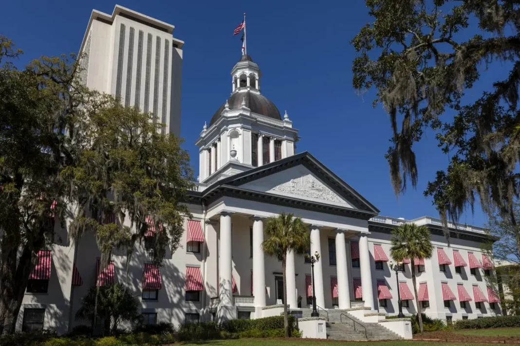 Florida Capitol building in Tallahassee as lawmakers debate a property tax amendment.