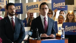 James Fishback introduces Sean Lozano as his running mate in Florida's 2026 governor's race.