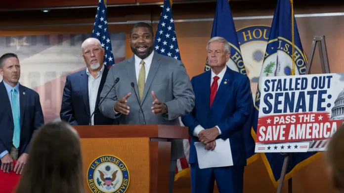 byron-donalds-protecting-ratepayers-act-ai-data-centers-2026 Rep. Byron Donalds announces the Protecting Ratepayers Act at a U.S. Capitol press conference.