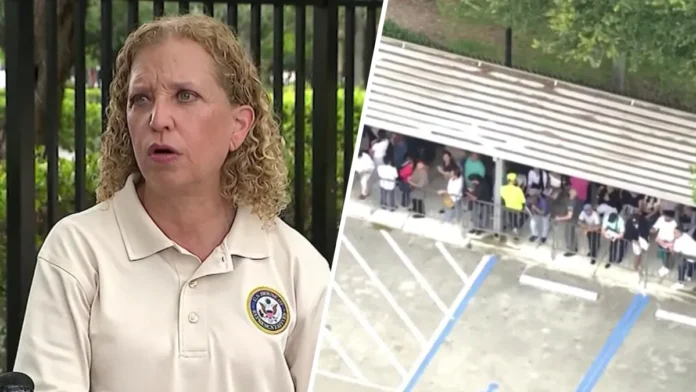 U.S. Rep. Debbie Wasserman Schultz speaks after inspecting an ICE detention facility as debate continues over student discipline at Florida International University.
