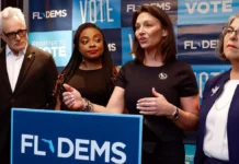 Florida Democrats Launch Campaign Against Property Tax Amendment, Call Proposal a ‘Scam’ Nikki Fried speaks during a Florida Democratic Party news conference opposing Amendment 3, the proposed property tax constitutional amendment.