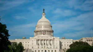 U.S. Capitol building in Washington, D.C., under a blue sky