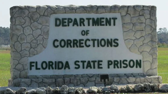 Florida State Prison entrance sign in Bradford County, Florida.