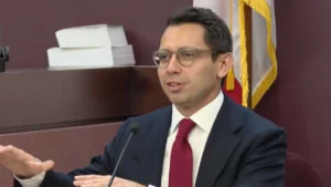 Republican gubernatorial candidate James Fishback testifies during a residency hearing in Leon County Circuit Court on July 21, 2026.
