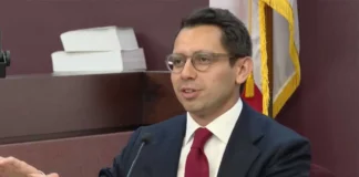 Republican gubernatorial candidate James Fishback testifies during a residency hearing in Leon County Circuit Court on July 21, 2026.