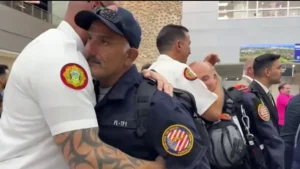Miami-Dade Fire Rescue members return home after assisting earthquake rescue efforts in Venezuela.