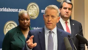 Paul Renner speaks to reporters during a Florida House press event