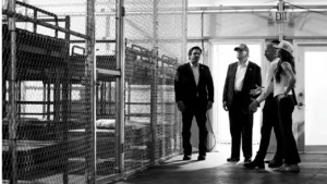 President Donald Trump and Florida Gov. Ron DeSantis tour the Alligator Alcatraz detention facility