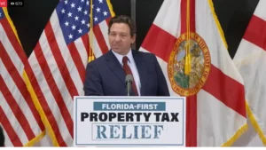 Gov. Ron DeSantis speaks about Florida property tax relief