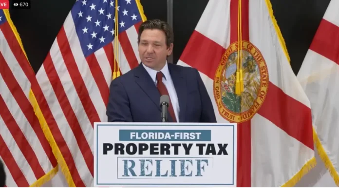 florida-amendment-3-property-tax-desantis Gov. Ron DeSantis speaks about Florida property tax relief