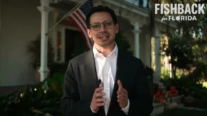 James Fishback speaks outside a home in a Fishback for Florida campaign video.